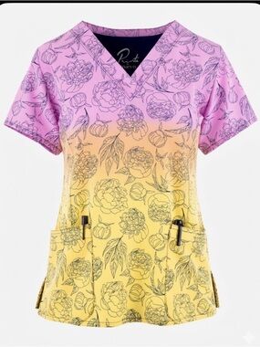 Maevn Morning Sunrise Ombre Scrub Top